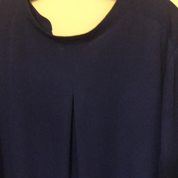 Royal blue pullover polyester blouse with one button; back has middle dart - Picture 3 of 3